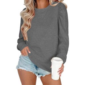 Zeagoo Christmas Long Sleeve Shirts for Women Winter 2025 Ladies Tops and Blouses Casual Fashion Clothing(Light Grey)