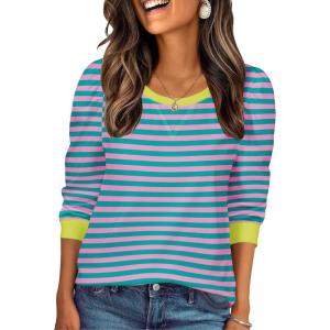 Zeagoo Christmas Long Sleeve Shirts for Women Winter 2025 Ladies Tops and Blouses Casual Fashion Clothing(Stripe-2)