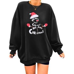 Zeagoo Christmas Sweatshirt for Women Crewneck Christmas Tree Long Sleeve Shirt Xmas Holiday Party Pullover Sweater Tops(Black-snowman)