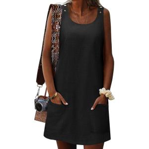 Zeagoo Summer Dress for Women Sleeveless Tank Dress with Pockets Casual Short A Line Dress Crewneck Sundress 2025(Black)