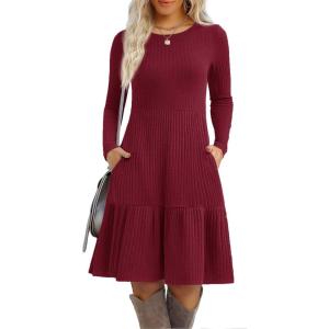 Zeagoo Summer Dresses for Women 2025 Cotton Button Down Short Sleeve Tshirt Dresses Casual Mini Beach Dress(0-wine Red)