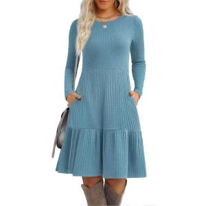 Zeagoo Summer Dresses for Women 2025 Cotton Button Down Short Sleeve Tshirt Dresses Casual Mini Beach Dress(Blue)