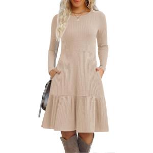 Zeagoo Summer Dresses for Women 2025 Cotton Button Down Short Sleeve Tshirt Dresses Casual Mini Beach Dress(Light Khaki)
