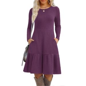 Zeagoo Summer Dresses for Women 2025 Cotton Button Down Short Sleeve Tshirt Dresses Casual Mini Beach Dress(Purple)