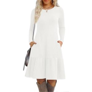 Zeagoo Summer Dresses for Women 2025 Cotton Button Down Short Sleeve Tshirt Dresses Casual Mini Beach Dress(White)