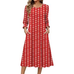 Zeagoo Summer Dresses for Women 2026 3/4 Sleeve Dress for Women Floral Midi Dresses for Casual Womens Dresses with Pockets(Floral-mz910)