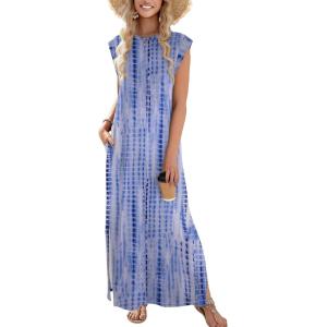 Zeagoo Summer Dresses for Women 2026 Black Long Maxi Sundresses Loose Split Wrinkle-Free Beach Travel Vacation Clothes(Zr21)