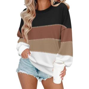 Zeagoo Women Crewneck Sweatshirts Pullover Tops Long Sleeve Shirt Loose Fit Sweaters Casual Fall Outfits Clothes 2025(Color Black)