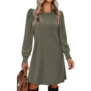 Zeagoo Women Fall Winter Dress Knitted Pullover Dresses(Army Green)