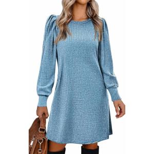 Zeagoo Women Fall Winter Dress Knitted Pullover Dresses(Blue)