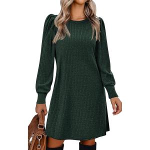 Zeagoo Women Fall Winter Dress Knitted Pullover Dresses(Deep Green)