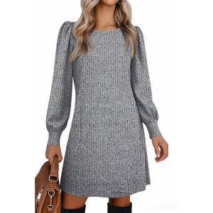 Zeagoo Women Fall Winter Dress Knitted Pullover Dresses(Mid Grey)