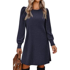 Zeagoo Women Fall Winter Dress Knitted Pullover Dresses(Navy Blue)