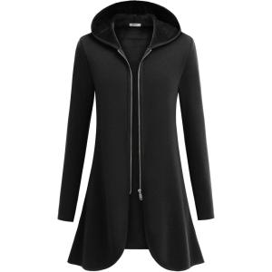 Zeagoo Women’s Fall Jacket 2025 Zip Up Hoodies Long Sleeve Long Tunic Sweatshirts Oversized Fleece Casual Coat with Pocket(A_fleece Fabric_black)