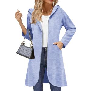 Zeagoo Women’s Fall Jacket 2025 Zip Up Hoodies Long Sleeve Long Tunic Sweatshirts Oversized Fleece Casual Coat with Pocket(A_fleece Fabric_light Gray)
