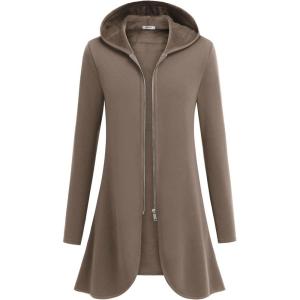 Zeagoo Women’s Fall Jacket 2025 Zip Up Hoodies Long Sleeve Long Tunic Sweatshirts Oversized Fleece Casual Coat with Pocket(Coffeegrey)