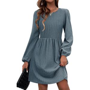 Zeagoo Women’s Fall Sweater Dresses with Pockets Crew Neck Long Sleeve A-Line Dresses for Women 2025 Casual Winter Dresses(Dark Blue)