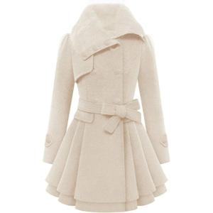 Zeagoo Women’s Fashion Faux Fur Lapel Double-Breasted Thick Wool Trench Coat Winter Warm Jacket S-2XL(New_beige)