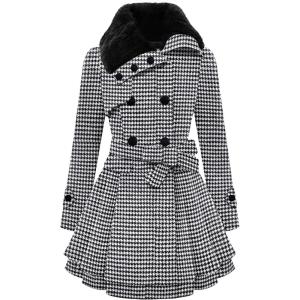 Zeagoo Women’s Fashion Faux Fur Lapel Double-Breasted Thick Wool Trench Coat Winter Warm Jacket S-2XL(New_jh275)
