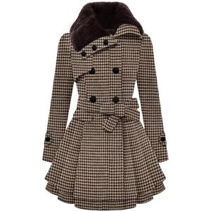 Zeagoo Women’s Fashion Faux Fur Lapel Double-Breasted Thick Wool Trench Coat Winter Warm Jacket S-2XL(New_jh459)