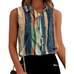 Zeagoo Women’s Sleeveless Button Down Shirts Blouses Solid Casual Basic V Neck Tank Tops for Work S-XXL(Cx289)