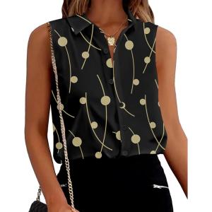 Zeagoo Women’s Sleeveless Button Down Shirts Blouses Solid Casual Basic V Neck Tank Tops for Work S-XXL(Jh601)