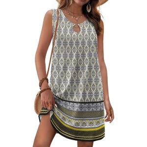 Zeagoo Womens Summer Beach Dresses 2025 Loose Sleeveless Mini Sundress Swimsuit Coverup Spring Casual Boho Tank Dress(White)