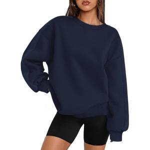 Zeagoo Womens Sweatshirt Long Sleeve Color Block Fleece Hoodies Fall Casual Crewneck Pullover Tunic Tops 2024(Navy)