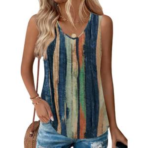 Zeagoo Womens Tank Tops 2026 Sleeveless Pleated V Neck Loose Fit Summer Clothes Flowy Boho Shirts(Floral Cx289)