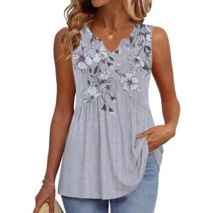 Zeagoo Womens Tank Tops 2026 Sleeveless V Neck Loose Fit Casual Flowy Boho Beach Summer Shirts(Floral Dh62)