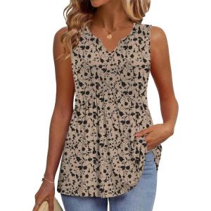 Zeagoo Womens Tank Tops 2026 Sleeveless V Neck Loose Fit Casual Flowy Boho Beach Summer Shirts(Floral Sf154)