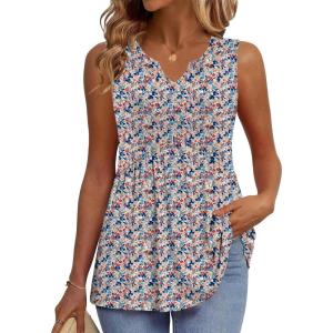 Zeagoo Womens Tank Tops 2026 Sleeveless V Neck Loose Fit Casual Flowy Boho Beach Summer Shirts(Floral Xh498)