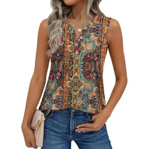 Zeagoo Womens Tank Tops Summer Sleeveless Tops Loose Button Henley Shirts Crew Neck Dress Casual 2026 Clothes(A Mz721)