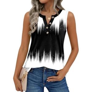 Zeagoo Womens Tank Tops Summer Sleeveless Tops Loose Button Henley Shirts Crew Neck Dress Casual 2026 Clothes(Jb204)