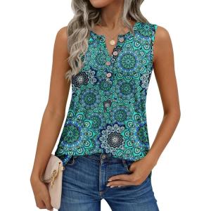 Zeagoo Womens Tank Tops Summer Sleeveless Tops Loose Button Henley Shirts Crew Neck Dress Casual 2026 Clothes(Mz858)