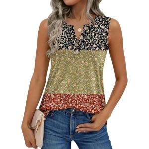 Zeagoo Womens Tank Tops Summer Sleeveless Tops Loose Button Henley Shirts Crew Neck Dress Casual 2026 Clothes(Xh553)