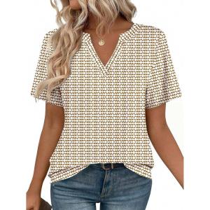 Zeagoo Womens Tops Short Sleeve V Neck Tee Shirts Cute Dressy Casual Clothing Business Work Blouse(Floral Stripes Cx318)