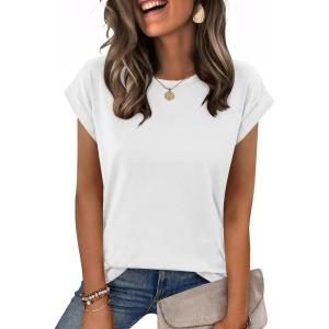 Zeagoo Womens Tops Summer Casual Cap Sleeve Tshirts Shirts Business Dressy Spring Fashion Outfits Trendy Clothes(White)