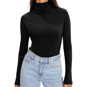 Zeagoo Womens Turtleneck Long Sleeve Shirts Soft Thermal Underwear Fall Fashion 2024 Tight Basic Layer Tops