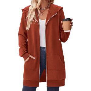 Zeagoo Women’s Zip Up Hoodies Long Tunic Sweatshirts Oversized Fleece Casual Long Sleeve 2024 Fall Hoodie Jacket Coat(01 Caramel)