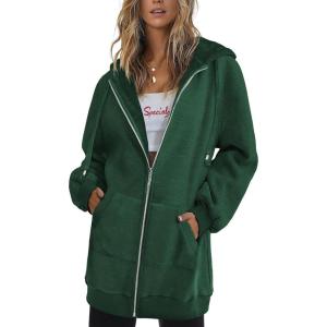 Zeagoo Women’s Zip Up Hoodies Long Tunic Sweatshirts Oversized Fleece Casual Long Sleeve 2024 Fall Hoodie Jacket Coat(01 Dark Green)