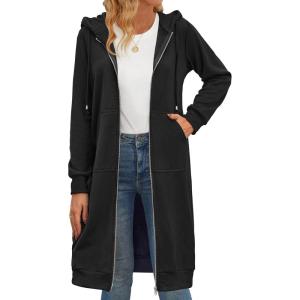 Zeagoo Women’s Zip Up Hoodies Long Tunic Sweatshirts Oversized Fleece Casual Long Sleeve 2024 Fall Hoodie Jacket Coat(A-black)