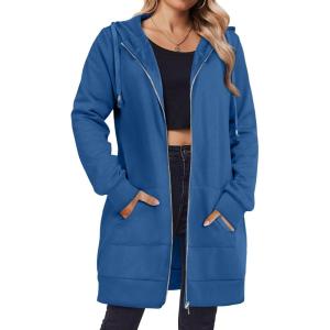 Zeagoo Women’s Zip Up Hoodies Long Tunic Sweatshirts Oversized Fleece Casual Long Sleeve 2024 Fall Hoodie Jacket Coat(Blue)