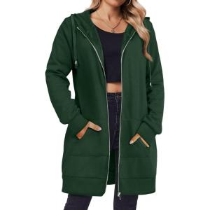 Zeagoo Women’s Zip Up Hoodies Long Tunic Sweatshirts Oversized Fleece Casual Long Sleeve 2024 Fall Hoodie Jacket Coat(Green)