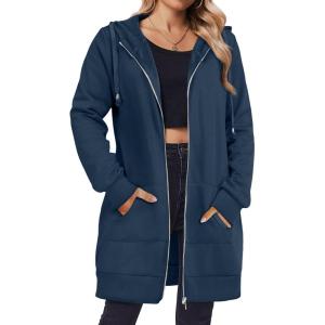 Zeagoo Women’s Zip Up Hoodies Long Tunic Sweatshirts Oversized Fleece Casual Long Sleeve 2024 Fall Hoodie Jacket Coat(Royal Blue)