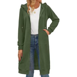 Zeagoo Women’s Zip Up Hoodies Oversized Fleece Long Tunic Sweatshirts Casual Long Sleeve 2026 Fall Hoodie Jacket Coat(Army Green)