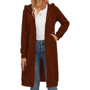 Zeagoo Women’s Zip Up Hoodies Oversized Fleece Long Tunic Sweatshirts Casual Long Sleeve 2026 Fall Hoodie Jacket Coat(Brown)