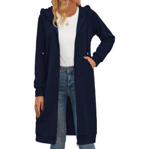 Zeagoo Women’s Zip Up Hoodies Oversized Fleece Long Tunic Sweatshirts Casual Long Sleeve 2026 Fall Hoodie Jacket Coat(Dark Blue)