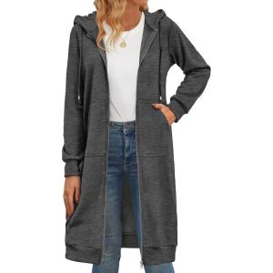 Zeagoo Women’s Zip Up Hoodies Oversized Fleece Long Tunic Sweatshirts Casual Long Sleeve 2026 Fall Hoodie Jacket Coat(Dark Grey)