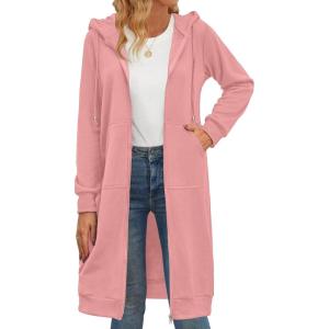 Zeagoo Women’s Zip Up Hoodies Oversized Fleece Long Tunic Sweatshirts Casual Long Sleeve 2026 Fall Hoodie Jacket Coat(Dark Pink)
